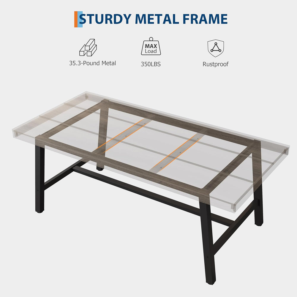 GarveeHome Industrial Dining Table for 6-8 People, 70.87" Long Kitchen T...