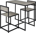 GIANTEX Bar Table Set 3-Piece Dining Table with 2 Chairs, Dining Room Set, Small Kitchen Table Set for 2 People, Dining Room Table, Bistro Table Set, Kitchen Bar Seating Set (Grey)