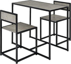 GIANTEX Bar Table Set 3-Piece Dining Table with 2 Chairs, Dining Room Set, Small Kitchen Table Set for 2 People, Dining Room Table, Bistro Table Set, Kitchen Bar Seating Set (Grey)