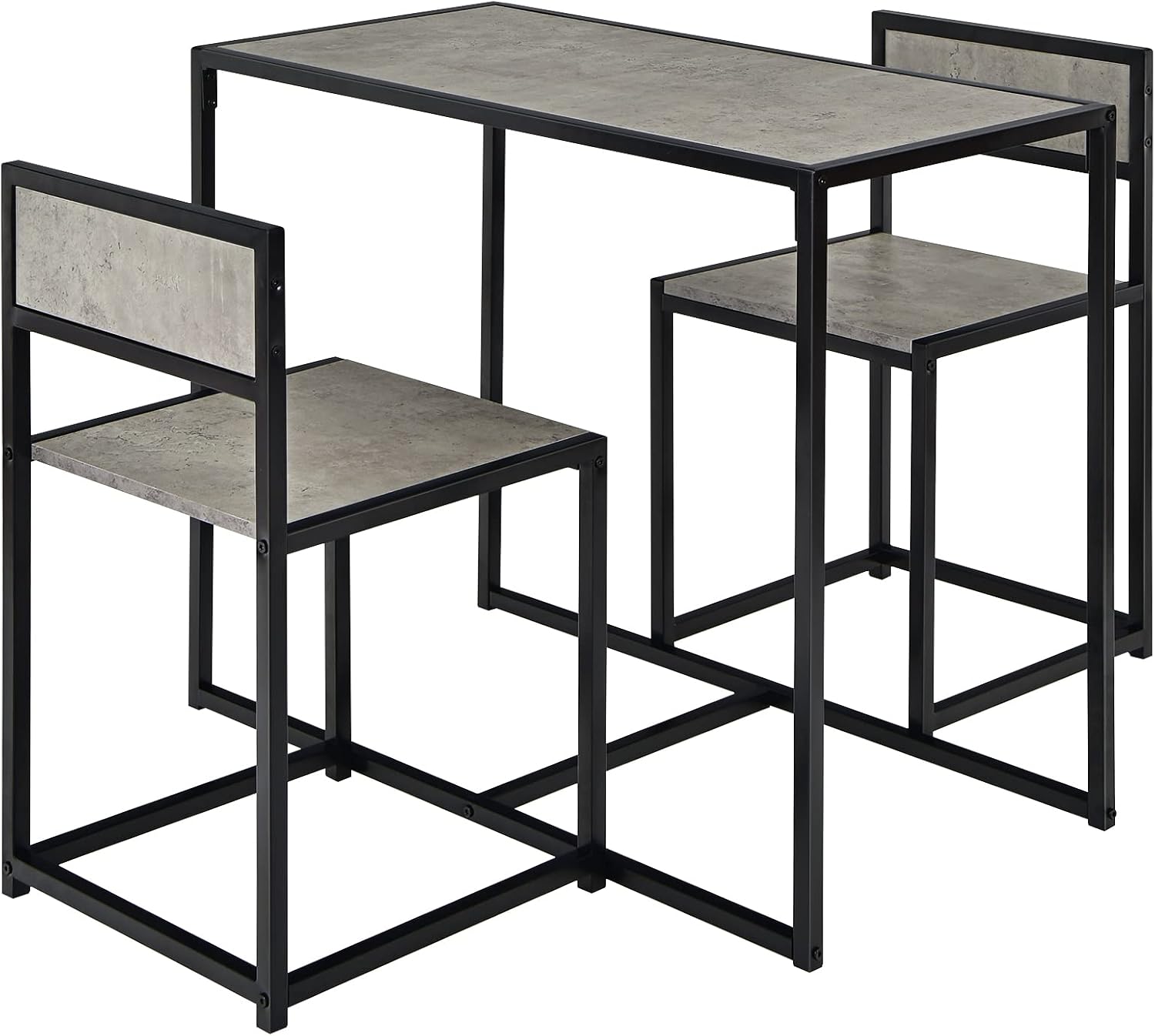 GIANTEX Bar Table Set 3-Piece Dining Table with 2 Chairs, Dining Room Set, Small Kitchen Table Set for 2 People, Dining Room Table, Bistro Table Set, Kitchen Bar Seating Set (Grey)