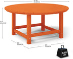 Costaelm Patio Conversation Table, Tatio Accent HDPE Outdoor Weather Resistant, Round Outdoor Porch Balcony Patio Drink Table for Outside, Pool, Backyard, Orange