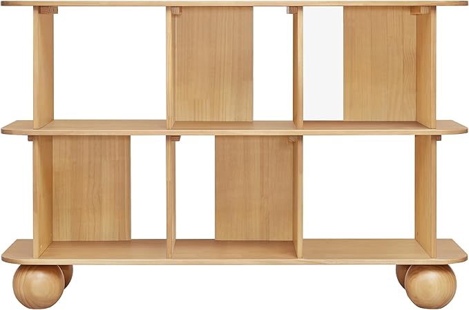 Babyletto Crosby Assembled Open Bookcase Kids Book Case w/Wide 6-Cube Montessori Wooden Book Shelves for Bedroom/Playroom/Living Room/Office - Modern Wood Bookshelf - Honey