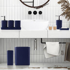 Navy Blue Bathroom Accessories Set - Gorgeous Bathroom Set, 10PC Bathroom Accessory Set, Toilet Brush, Trash Can, Qtip Holder Dispenser & Soap Dispenser