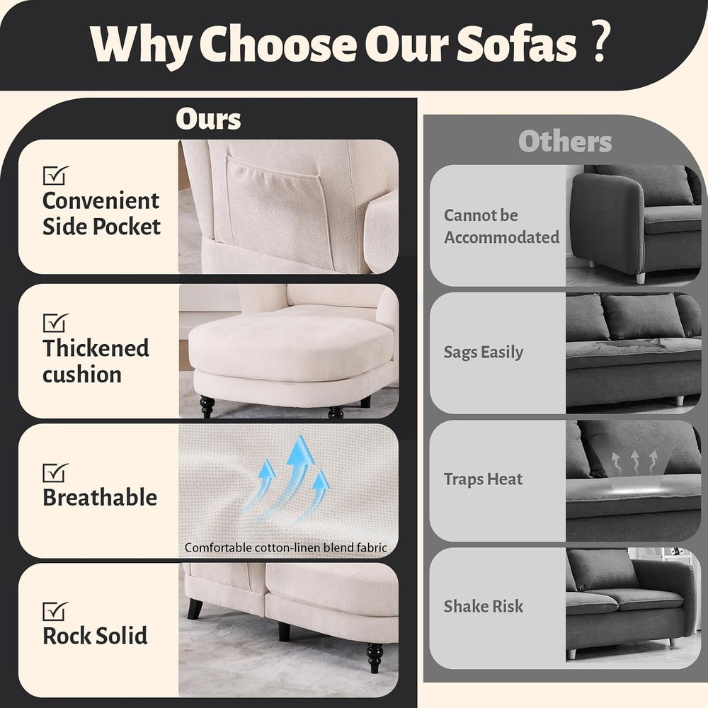 59.8" Chaise Lounge Chair Indoor, Chenille Reading Chairs | Side Pocket,...