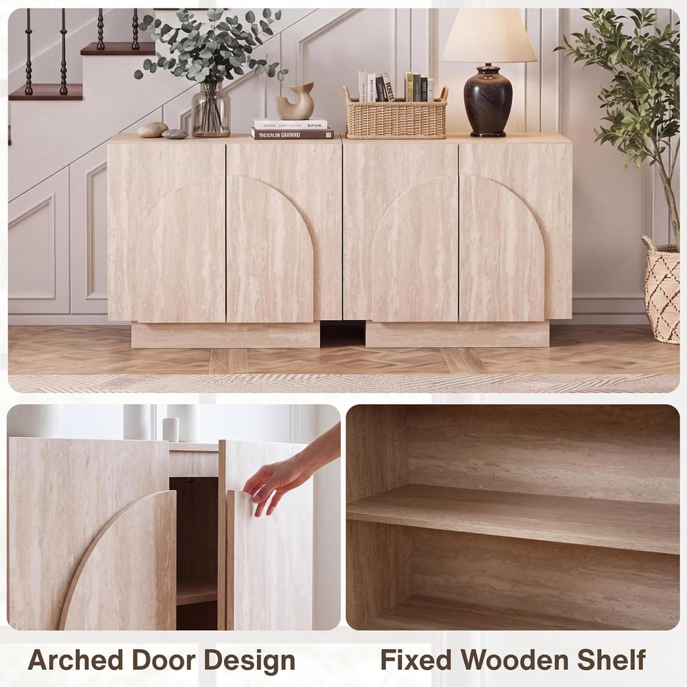 Buffet Cabinet with Storage, 31.5” Modern Sideboard Cabinet with Arched Doors...