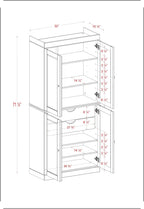 Palace Imports Solid Wood Kitchen Pantry Cabinet - 71.5" Tall x 32" Wide - Wooden Storage Cabinet with 4 Shaker Doors, 2 Drawers & 4 Adjustable Shelves, Sage, 100% Eco-Friendly Wood, Made in Brazil