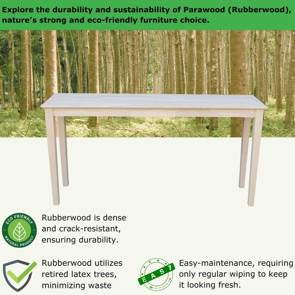 IC International Concepts Solid Wood Shaker Console Table, 60" Long