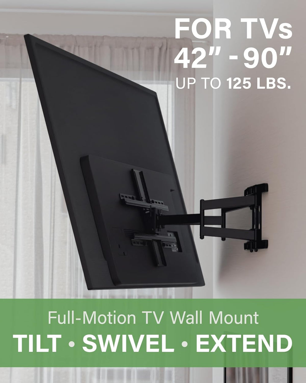 SANUS Premium Full Motion TV Mount for 42"-90" TVs - Sturdy & S...