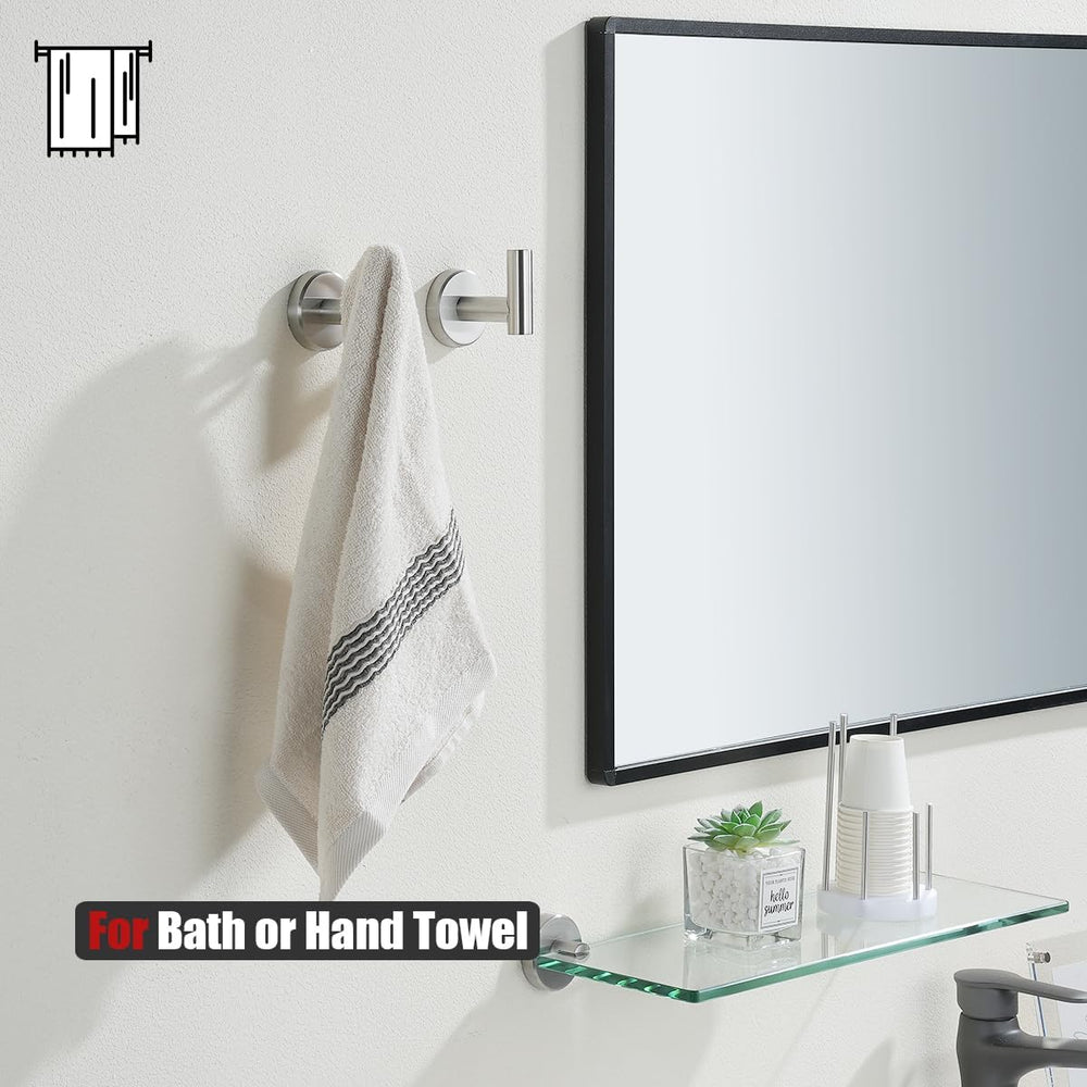 JQK Bathroom Hardware Set Brushed Steel, 5-Piece Bath Accessories Set Wall Mo...