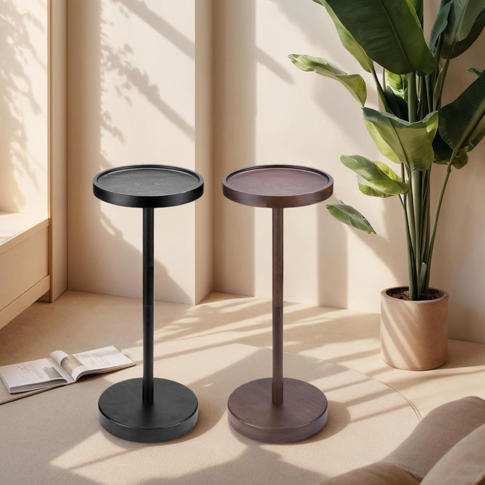 Solid Wood Pedestal Side Table Black Color, Drink Pedestal, End Corner Table ...