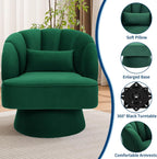 GarveeHome Modern 360° Swivel Velvet Barrel Accent Armchair – Striped Backrest & Plush Padding, Comfy Round Lounge Chair for Living Room, Bedroom, Reading Nook