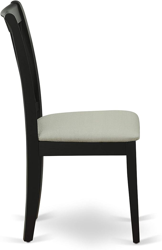 East West Furniture DUCL7-BLK-C 7 Piece Dining Room Furniture Set Consist of a Rectangle Dining Table and 6 Linen Fabric Upholstered Chairs, 36x60 Inch, Black