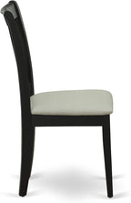 East West Furniture CLC-BLK-C Clarksville Dining Room Chairs - Linen Fabric Upholstered Wood Chairs, Set of 2, Black