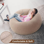 Lunmon 2 Pcs Small Bean Bag Chair Inflatable Lazy Sofa,Brown