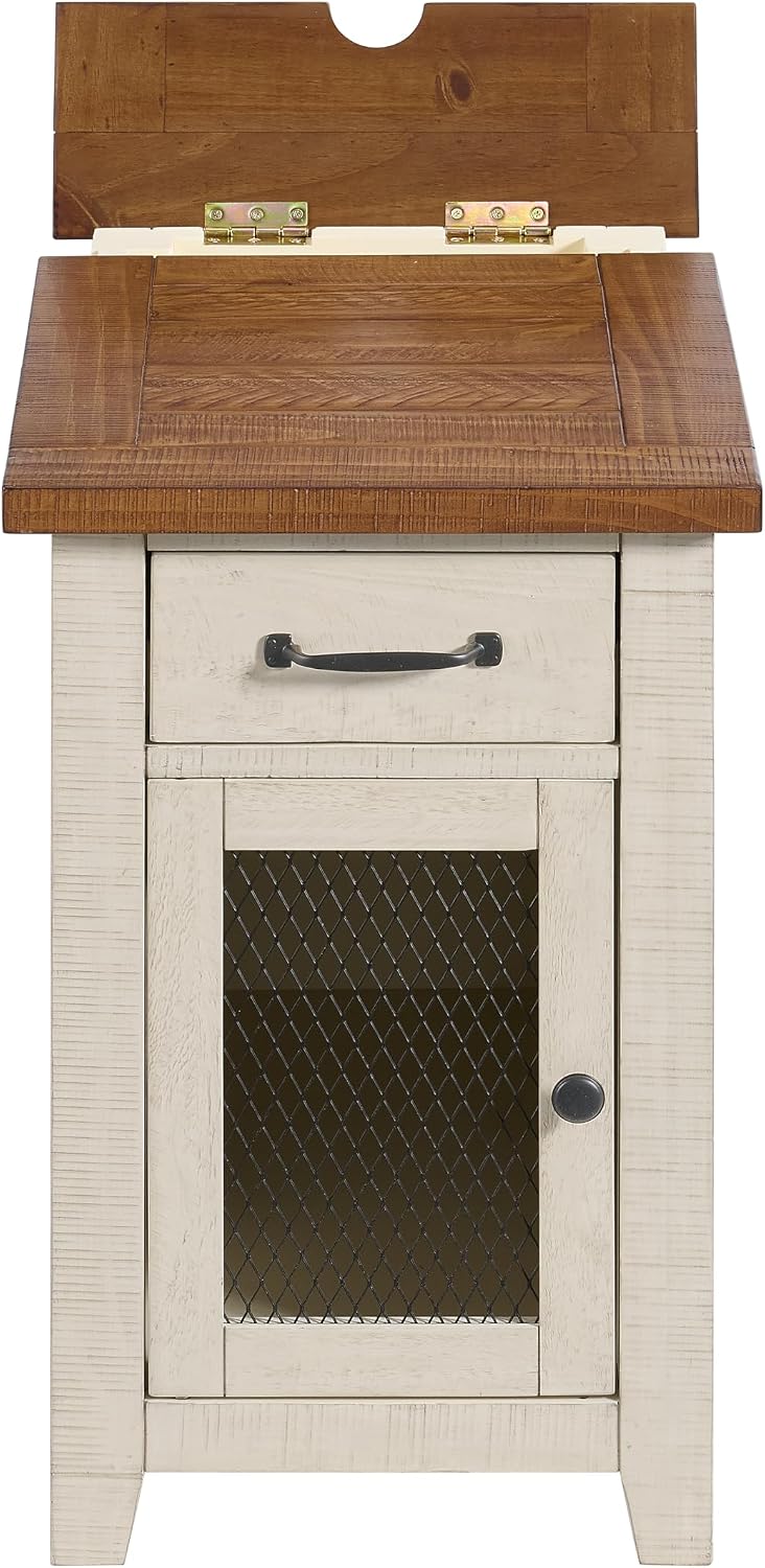 Martin Svensson Home Rustic Solid Wood Chairside End Table, White and Honey |...