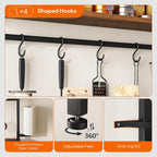 HOOBRO Bakers Rack with 4 AC Power Outlets, 5-Tier Coffee Bar with Wire Basket, Microwave Stand with Paper Holder and Drawer, Kitchen Storage Shelf, Rustic Brown and Black BF84UHB01