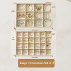 Large Velvet Jewelry Tray 2 Pack Stackable Jewelry Display Drawer Inserts Trays Organizer for Earring Bracelet Necklace Ring (Beige, 12 Grids+24 Grids)