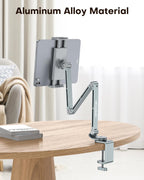 OMOTON Adjustable Tablet Stand for iPad, Desk Phone Holder for Bed with 2 Clamps, Flexible Aluminum Alloy Mount with 360° Rotation for 4-13" Devices