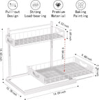 Under Sink Organizer with Pull-Out Drawers,Kitchen Sink Organizer,2 Tier Bathroom Organizers And Storage,Bathroom Accessories Set,White 1 Pack