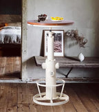Topower Industrial Bar Table 38.58-48.43" Adjustable Pub Table Kitchen Dining Coffee Bistro Table Antique White