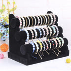 Wudygirl Bracelet Holder Velvet 3 Tier Jewelry Display Stand Storage Watch Bangle Necklace Organizer Showcase(3 Tier)