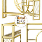 39in Wine Rack Wall Mounted, 3-Tier Metal Bar Shelves with Glass Holder | Modern Floating Bar Liquor Bottle Display Shelf Wall Mounted for Home Bar Kitchen Dining Room (Gold, 39in/100cm)