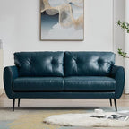 TYBOATLE Sofa Couch 61" Small Loveseat Couches for Living Room Leather Couch Mid Century Modern Tufted Mini Sofa Comfy Office 2 Seat Settee Love Seat Small Couches for Bedroom (3, Blue)