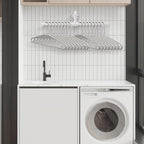 Industrial Pipe Clothes Rack Floating DIY Wall Mounted, Heavy Duty Rustic Vintage Clothing Rod, Metal Garment Bar Space-Saving Hanging for Bedroom, Bathroom and Laundry Room (White 20 inch)