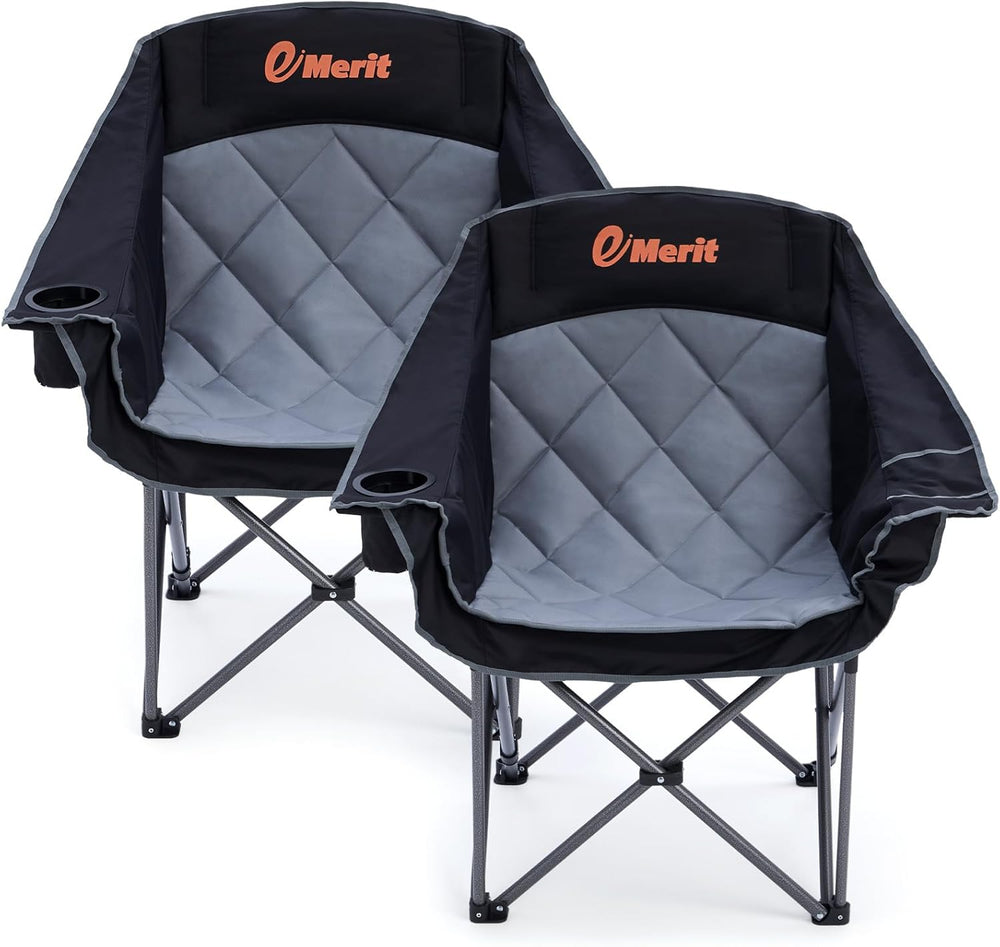 EMERIT 2 Pack Oversized Padded Camping Chairs, Heavy Duty 450 LBS Capacity Ou...