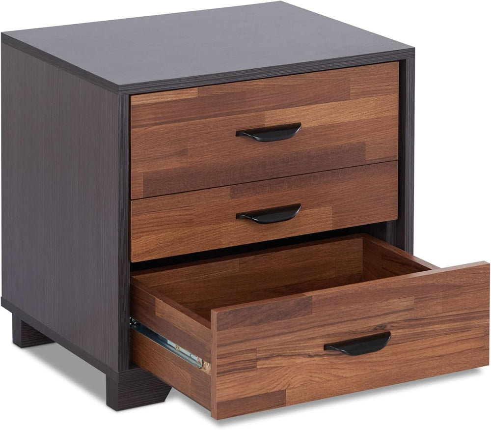 BIGTO Walnut & Espresso Finish Accent Side Table Synthetic Wood End Table...