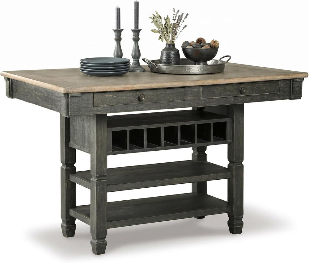 Signature Design by Ashley Counter Height Table with Storage, Farmhouse