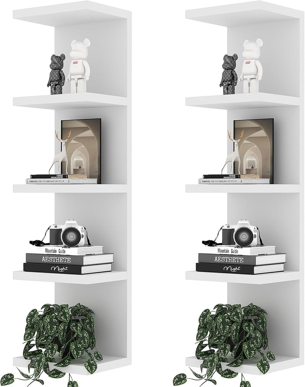 LitaEther 5 Tier Lack Floating Shelf, White Wall Shelf Unit,Display Shelf