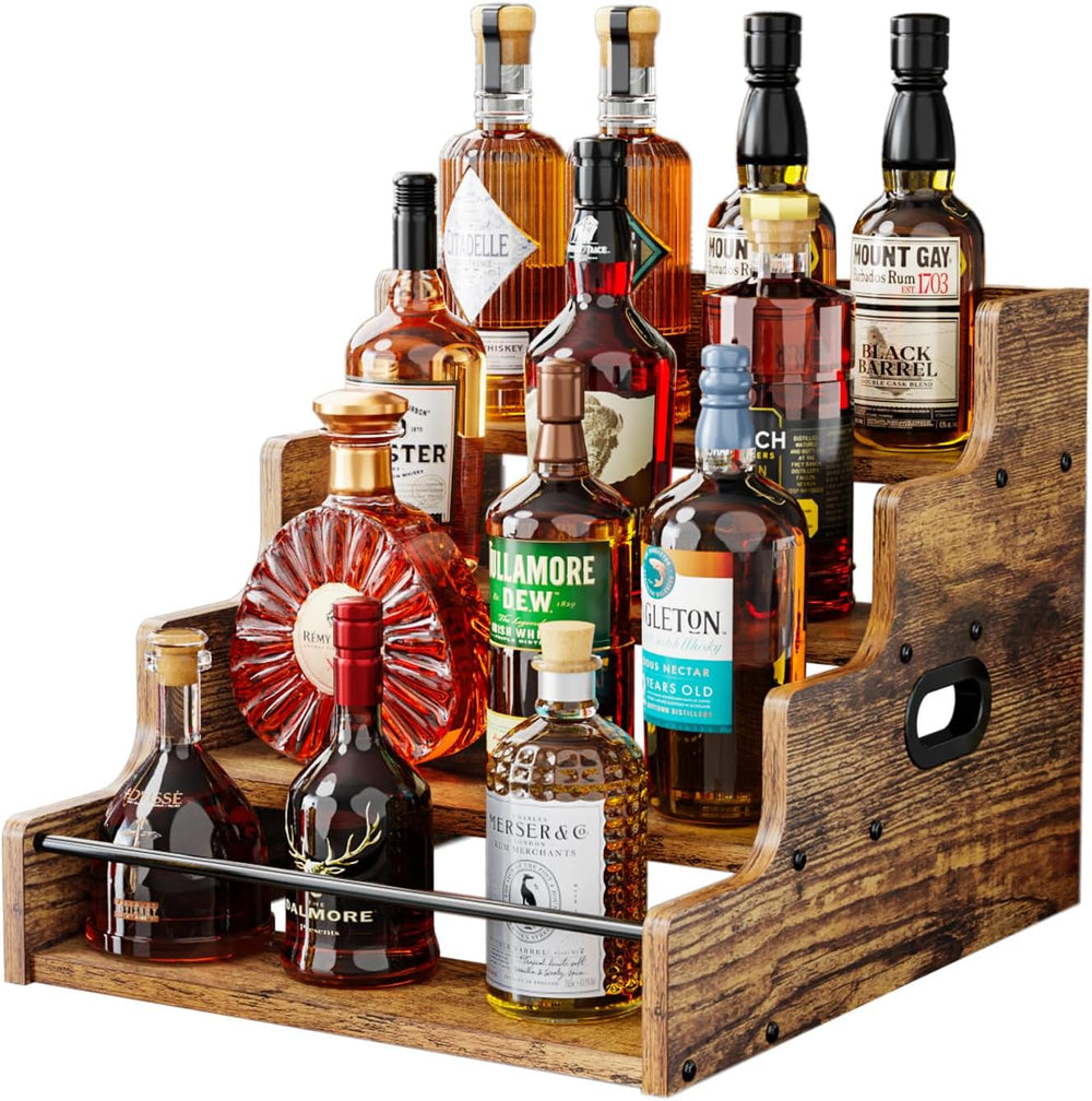 KLM Liquor Bottle Display Shelf, Coffee Syrup Rack Organizer, 4 Step Countert...