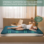 MAXYOYO Futon Mattress, Padded Japanese Floor Mattress Quilted Bed Mattress Topper, Extra Thick Folding Sleeping Pad Breathable Floor Lounger Guest Bed for Camping Couch, Bluestone, Full Size