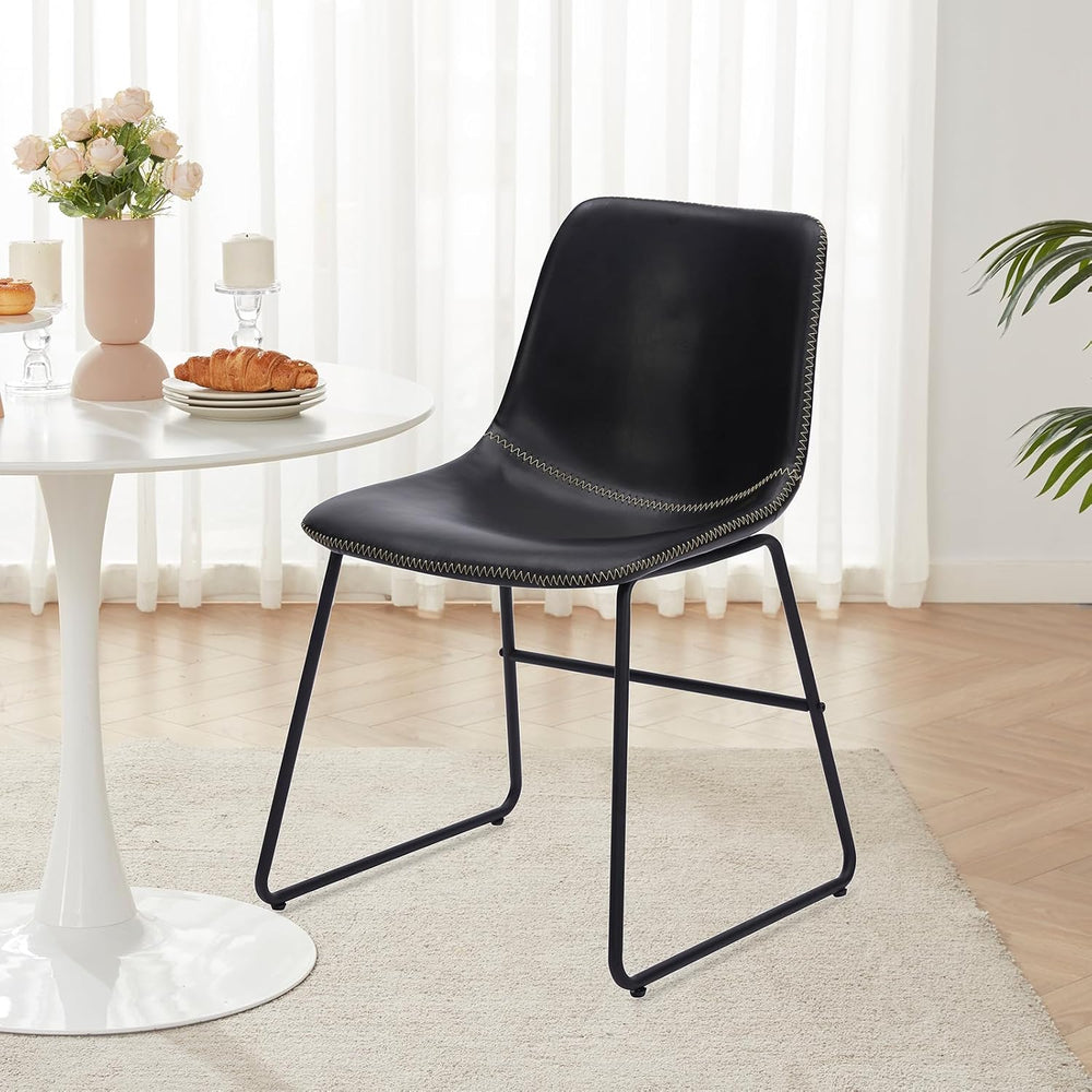 Soohow Mid-Century Modern Dining Chairs Set of 4, Faux Leather Upholstered Ki...