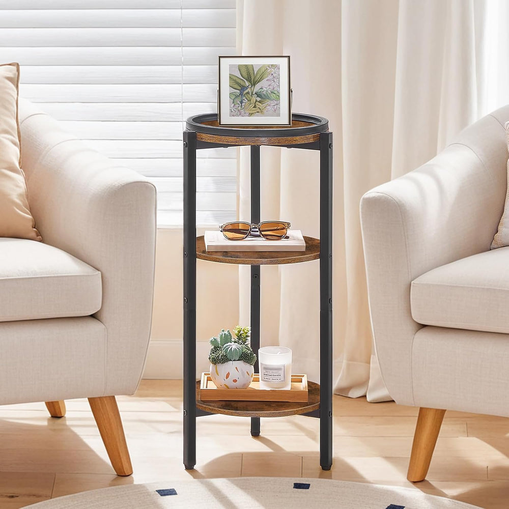HOOBRO Small Round Side Table, 3-Tier Tall Coffee Drink Table for Sofa Couch,...