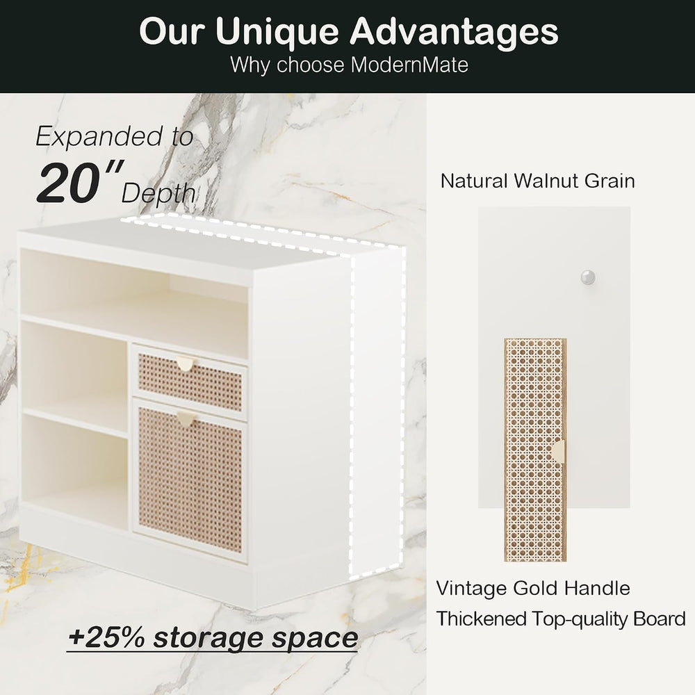 ModernMate 2 Drawers Storage File Cabinet with Lock & Outlet, 31.5W*29.4H...
