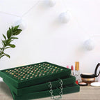 Rocutus Jewelry Trays,3 Pack Stackable Velvet Jewelry Organizer Tray Drawer Jewelry Storage Tray,Divided Ring Organizer Tray for Earrings, Necklaces, Bracelets,13.8"x9.5"x1.2" (Dark Green)