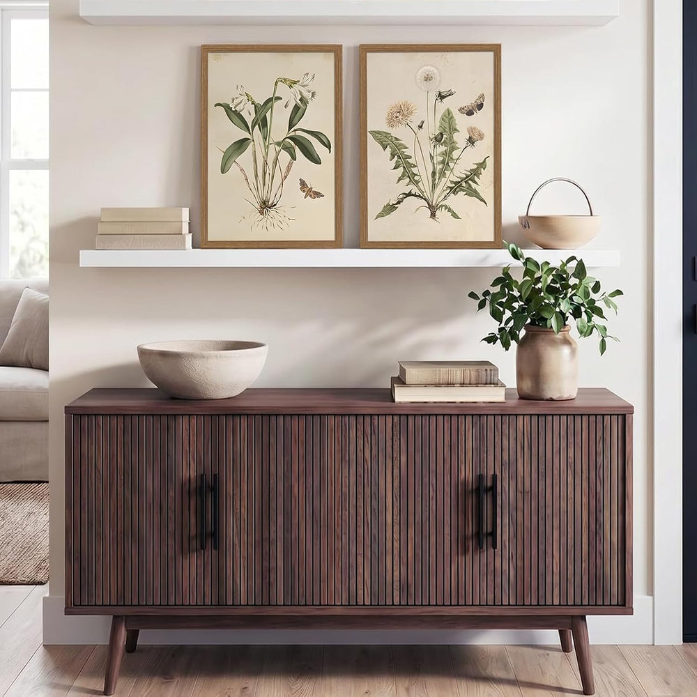 2pcs Framed Vintage Botanical Wall Art Canvas Prints Wildflower 12x16in