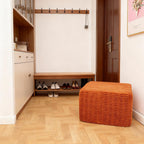 Asuprui Square Pouf Ottoman Foot Rest, Orange, 20x14 in,All-One Foam Filler | Footstool Ottoman,Stuffed Pouf Ottoman,All-One Foam Filler, Footrest,Beanbag Chair,Floor Pouf for Living Room Wedding Bedroom