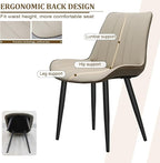 Dining Chairs Set of 6, Leather Modern Kitchen & Dining Room Chairs, Comfortable Upholstered Kitchen Chairs with Metal Legs Armless Side Chairs for Kitchen Restaurant, Khaki & Dark Grey