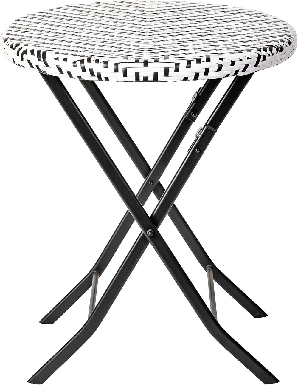 EMMA + OLIVER Black/White Three Piece Folding Bistro Set
