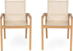 Merax Mesh Seating Solid Wood Dining Chairs Set of 2, French Country Style Accent Side Seating Furniture for Kitchen, Living Room, Textile Back, Beige