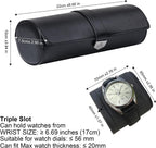 DUKWIN Watch Roll for 3 Watches,Vegan Leather Travel Watch Case Organizer with Removable Pillows for Men and Women,Display Case for Watches Collection and Gift for Anniversary Birthday(Black Storage)