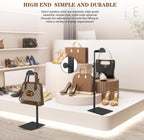 Purse Display Stands, 3 Pack Black Handbag Display Stand Stainless Steel Purse Display Rack Adjustable Height Bag Display Stand Holder Anti-fingerprint for Retail Boutiques Commercial Store