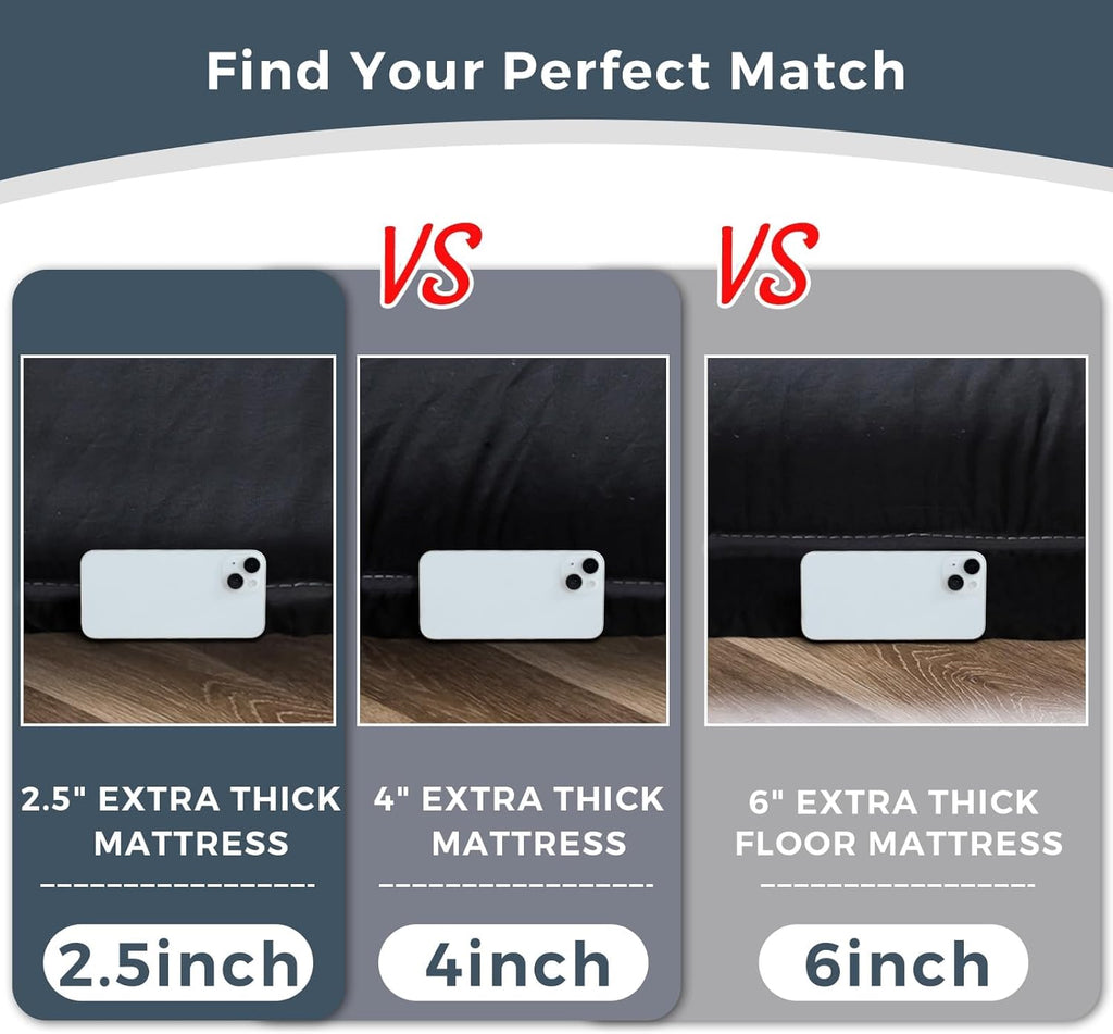 MAXYOYO 6" Extra Thick Japanese Floor Mattress Futon Mattress, Foldable Tatami Pad for Adults, Roll Up Floor Mat for Living Room Guest Room RV, Black, Full