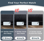 MAXYOYO 6" Extra Thick Japanese Floor Mattress Futon Mattress, Foldable Tatami Pad for Adults, Roll Up Floor Mat for Living Room Guest Room RV, Black, Full