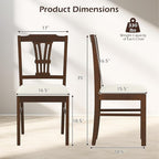 Giantex Wooden Dining Chairs Set of 4, Upholstered Kitchen Chairs with Solid Rubber Wood Frame, Hollowed Backrest & Soft Padded Seat, Armless Dining Chairs for Kitchen, Dining Room, Brown & Beige