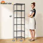 6 Wire Shelving Metal Shelves Storage Rack:Adjustable Storage Shelves Standing Shelf Units and Narrow Shelf for Laundry Bathroom Kitchen Pantry Closet Office 15.8" w*11.8" D*63" H