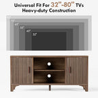 Tall Mid Century Modern TV Stands for 55/60/65 Inch TV Boho Media Console for Living Room Fluted TV Entertainment Center with Storage Wood Television Cabinet for Bedroom